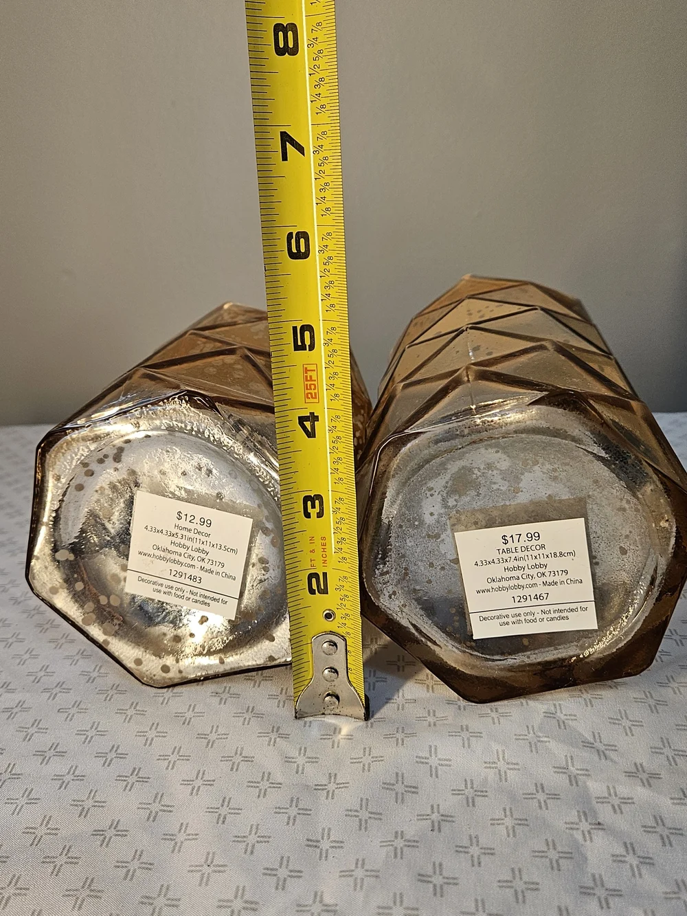 Hobby Lobby Set of 2 Gold Mirrored Geometric Glass Votive Holders
